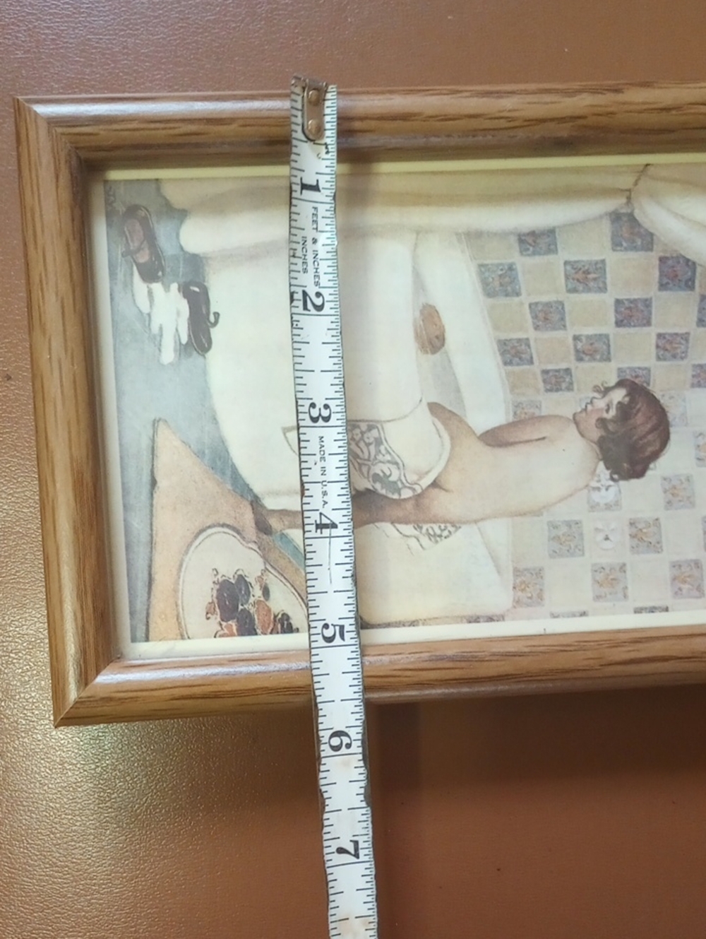 Girl in Bathroom Framed Vintage Art - Picture 4 of 5